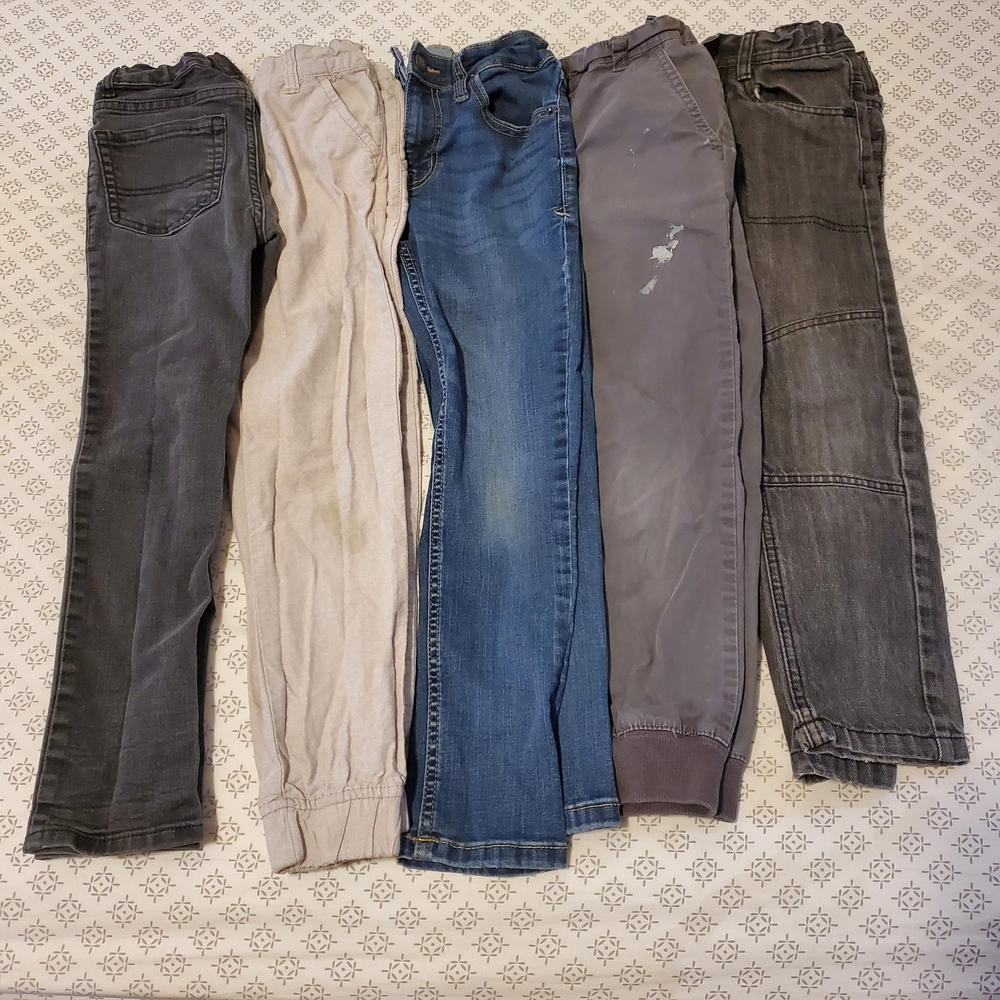 OshKosh B'gosh Kids Jeans Size 7-8 - Gray, Cream, Blue